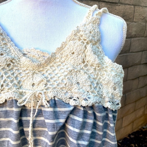 C & California Gray Striped Babydoll Tank - Picture 1 of 8